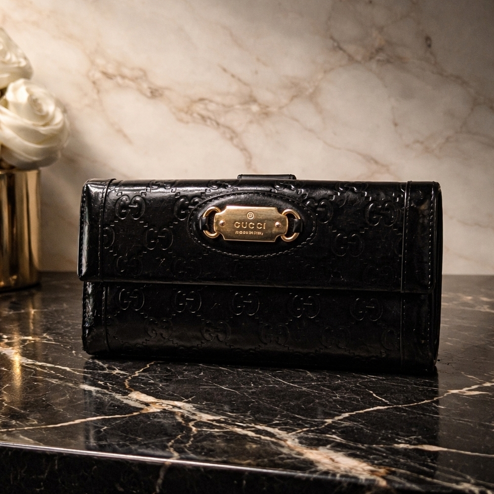 Gucci Black Embossed Leather Wallet